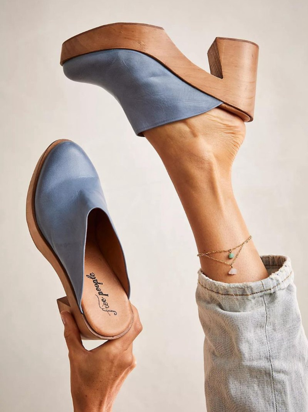 Free People Suki Clog Size 7.5 ( EUR 37.5) in Denim EUC Worn Twice